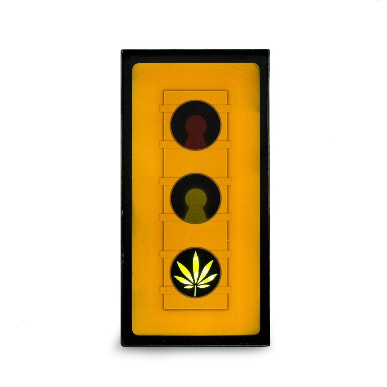 Leaf Traffic Light Metal Lighted Vintage Style Wall Sign