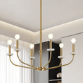 Leah 30 Inch 6 Light Brushed Gold And White Onyx Chandelier L 30 X W 30 X H 18.5 X M H 75.25