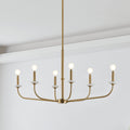Leah 42 Inch 6 Light Brushed Gold And White Onyx Chandelier L 42 X W 18 X H 20.25 X M H 77