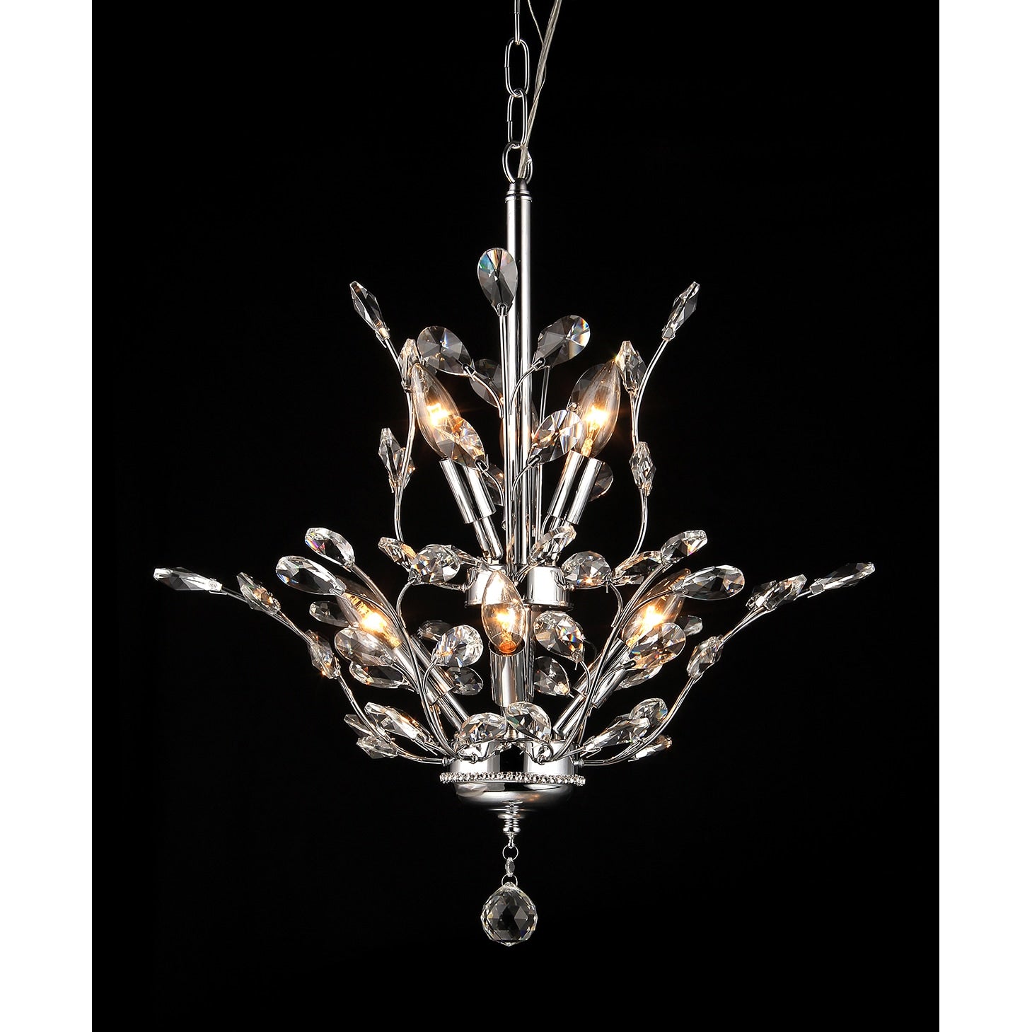 Leah 8 Light Chrome Leaf Like Crystal Chandelier