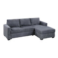 Leah All In One Chaise Sectional Sofa Wide Track Arms Gray Corduroy
