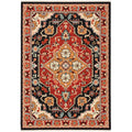 Leander Layered Medallions Fringed Wool Blend Area Rug