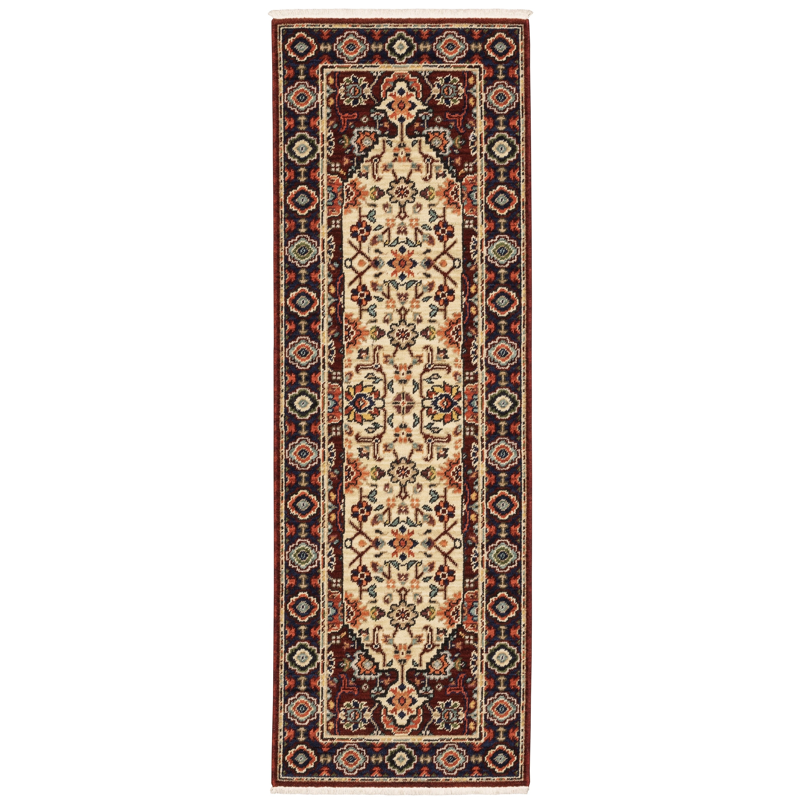 Leander Persian Inspired Fringed Wool Blend Area Rug