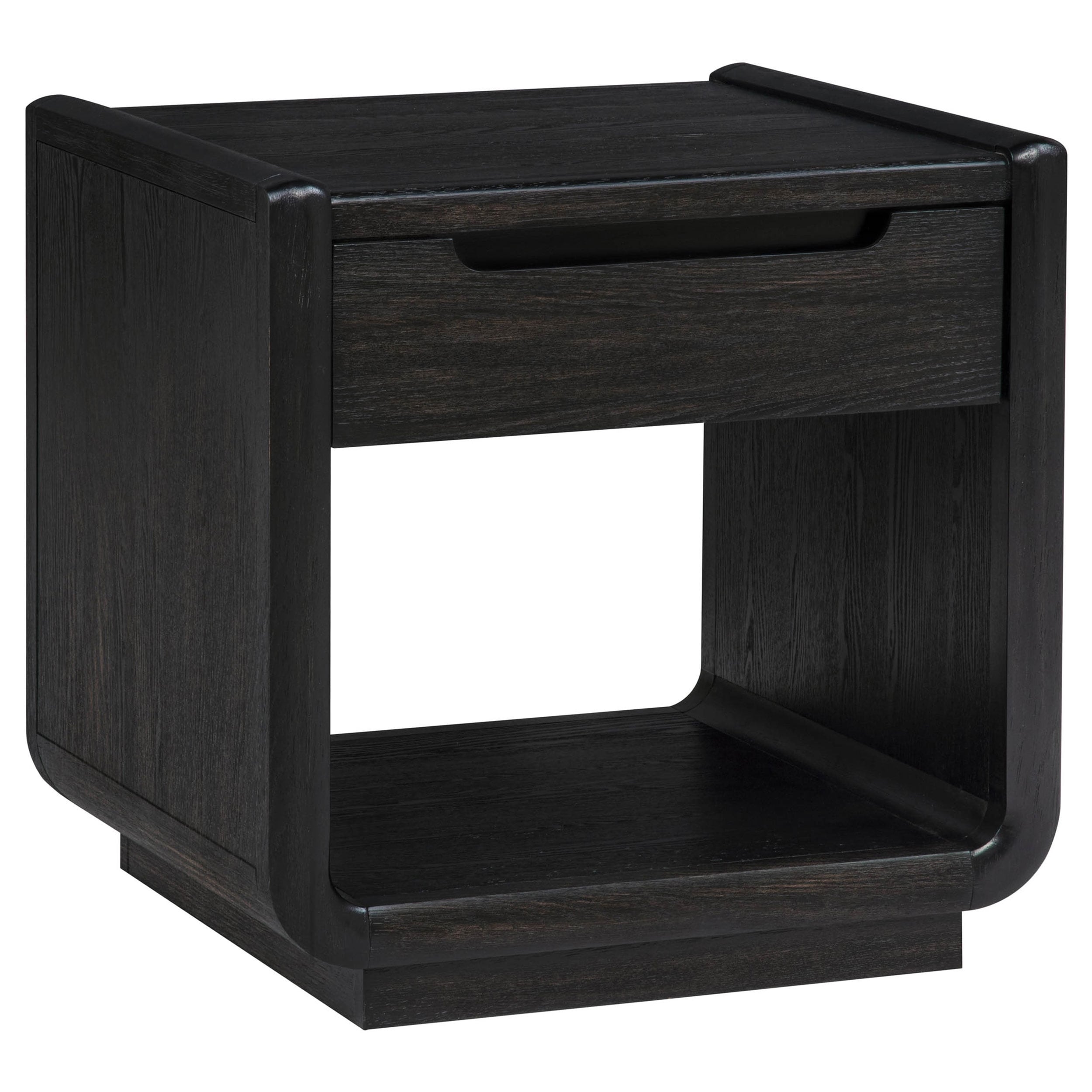 Leandro 1 Drawer Wood Occasional Side End Table Burnished Black
