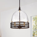 Leandro Antique Bronze 3 Light Pendant With Clear Glass Shade