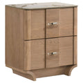 Leanne 2 Drawer Sinter Stone Top Nightstand Light Oak