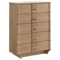 Leanne 5 Drawer Sinter Stone Top Chest Of Drawers Light Oak