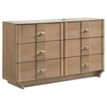 Leanne 6 Drawer Sinter Stone Top Dresser Cabinet Light Oak