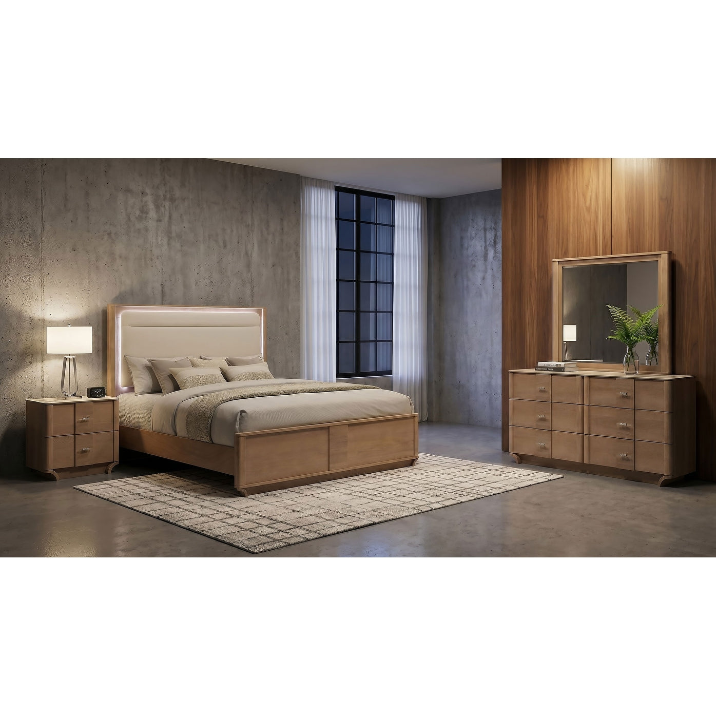 Leanne Bedroom Set Light Oak