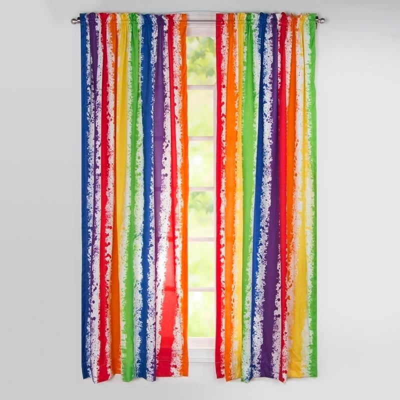 Learning Linens Brainwaves 84 Inch Rod Pocket Rainbow Curtain