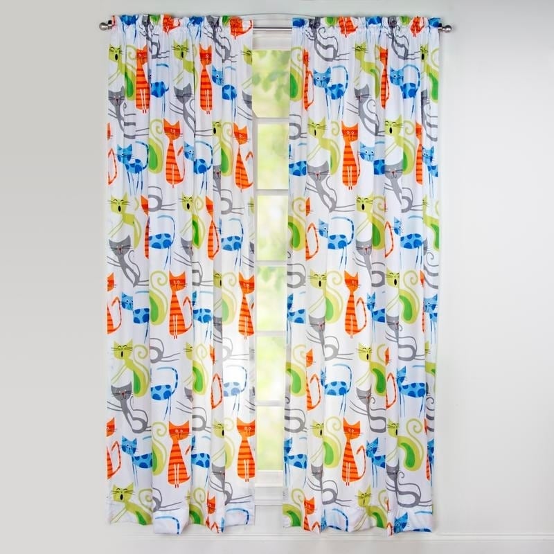 Learning Linens Smarty Cat 84 Inch Rod Pocket Curtain Panel