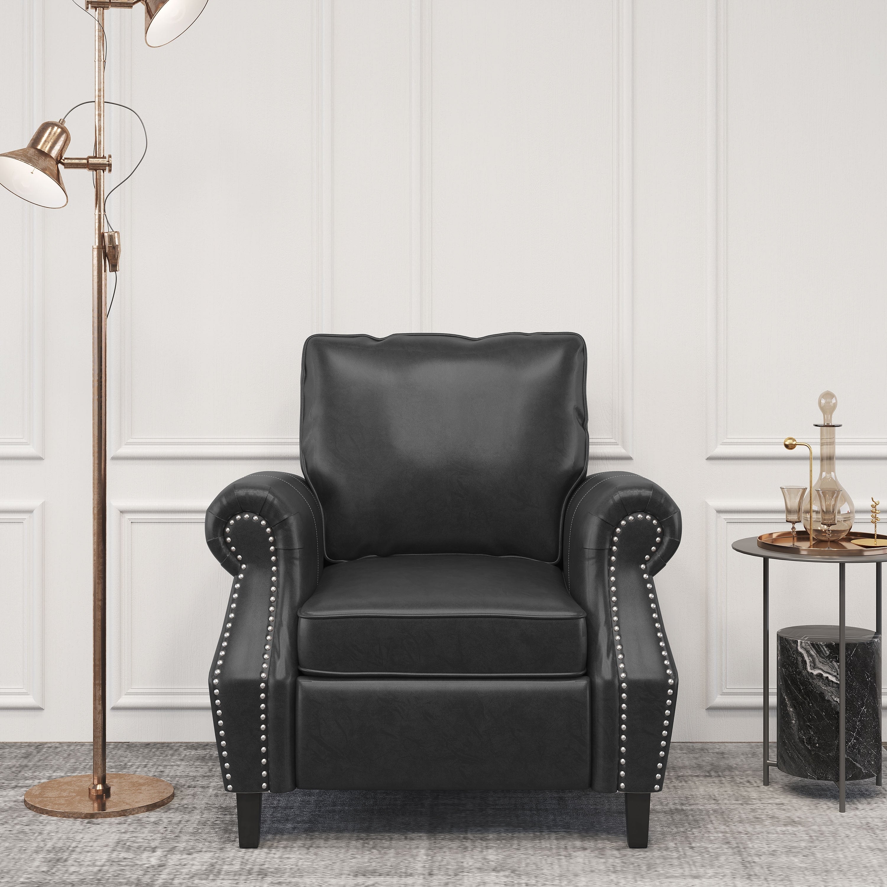 Leather Chair Club Chair Black Dressing Chair Sofa Side Chair Reception Chair Club Chair With Nailhead Trim