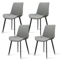 Leather Dining Chair With Metal Legs Modern Upholstered Chair Set Of 4 For Kitchen Restaurant Living Meeting Room