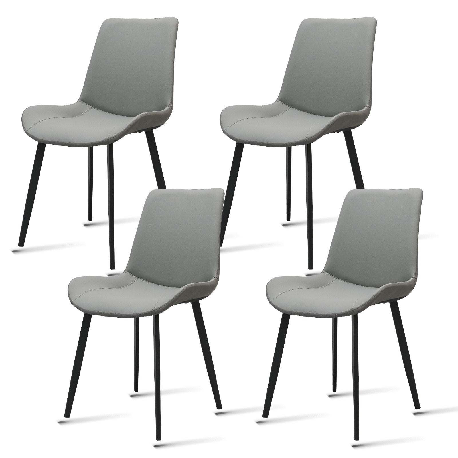 Leather Dining Chair With Metal Legs Modern Upholstered Chair Set Of 4 For Kitchen Restaurant Living Meeting Room