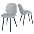 Leather Dining Chair With Metal Legs Shell Shape Upholstered Chair Set Of 4 For Kitchen Restaurant Living Room