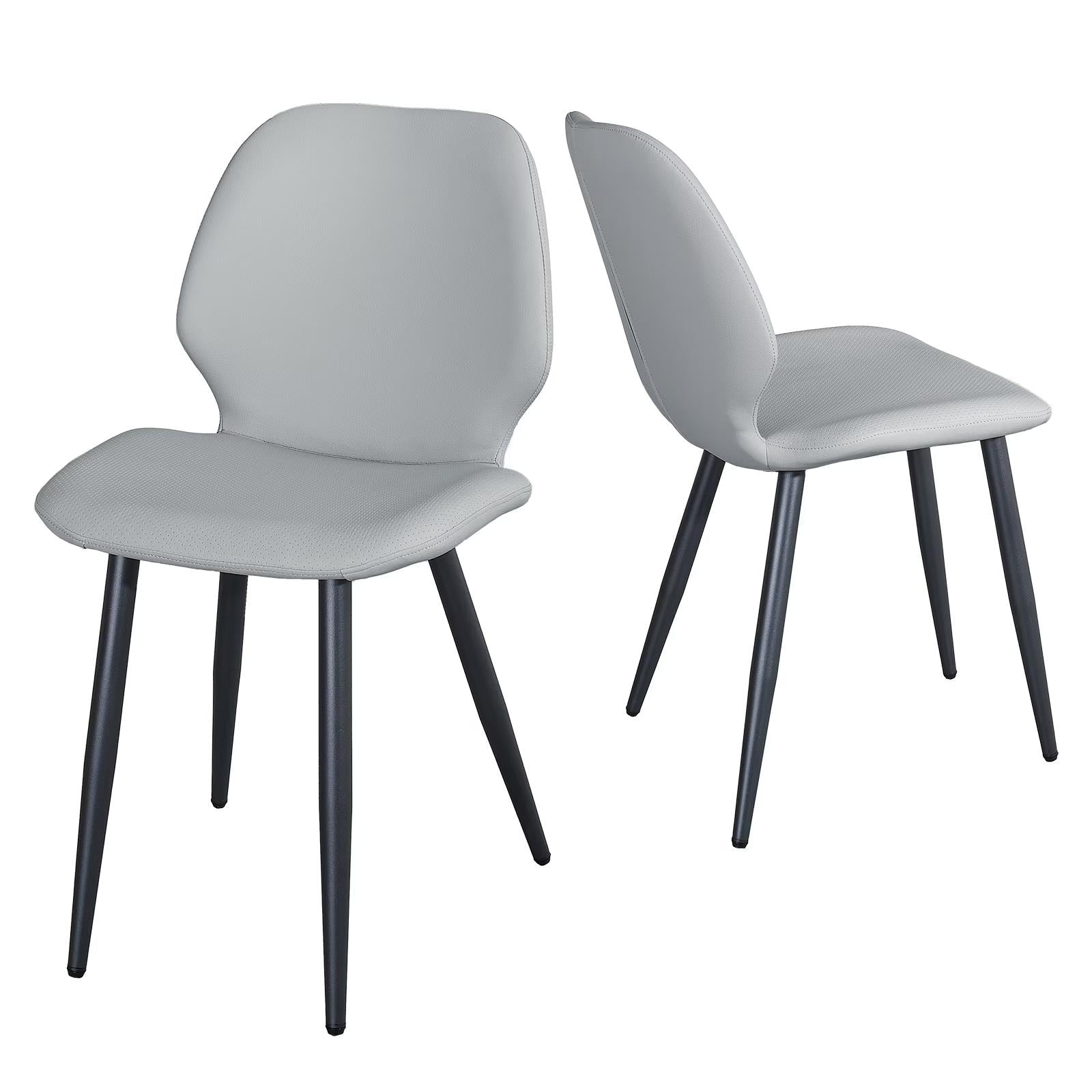 Leather Dining Chair With Metal Legs Shell Shape Upholstered Chair Set Of 4 For Kitchen Restaurant Living Room