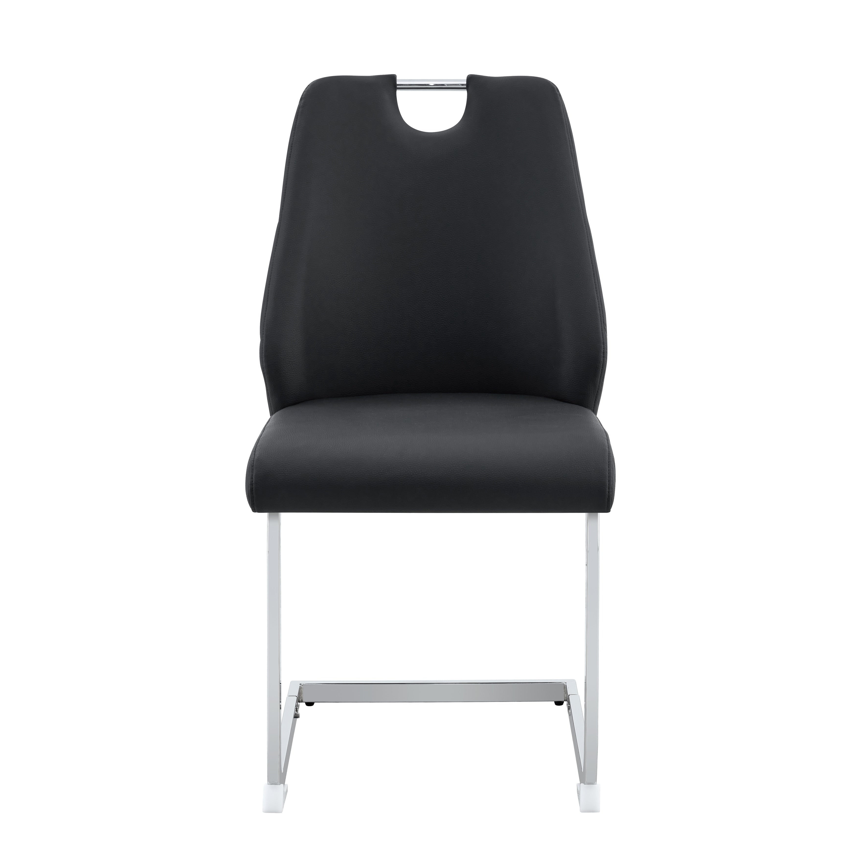Leather Kitchen Chair Dining Chair Side Chair Lounge Chair Black Reception Chair Office Chair With Metal Legs