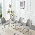 Leather Kitchen Chair Light Gray Dining Chair Side Chair Lounge Chair Reception Chair Office Chair With Metal Legs