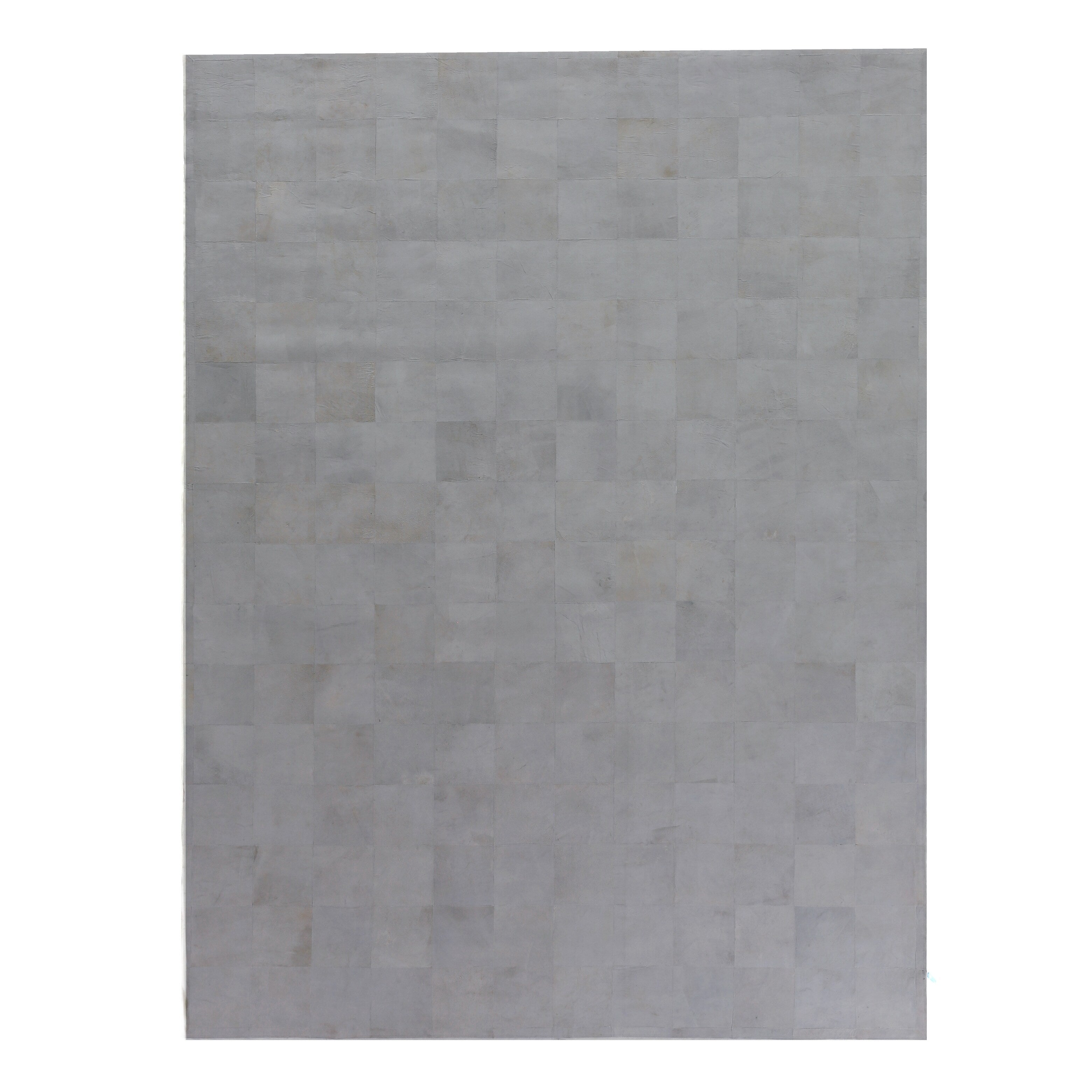 Leather Suede Hand Tufted Leather Hide White Area Rug 116 X 146