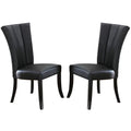 Leather Upholstered Dining Chair In Poplar Wood Set Of 2 Black
