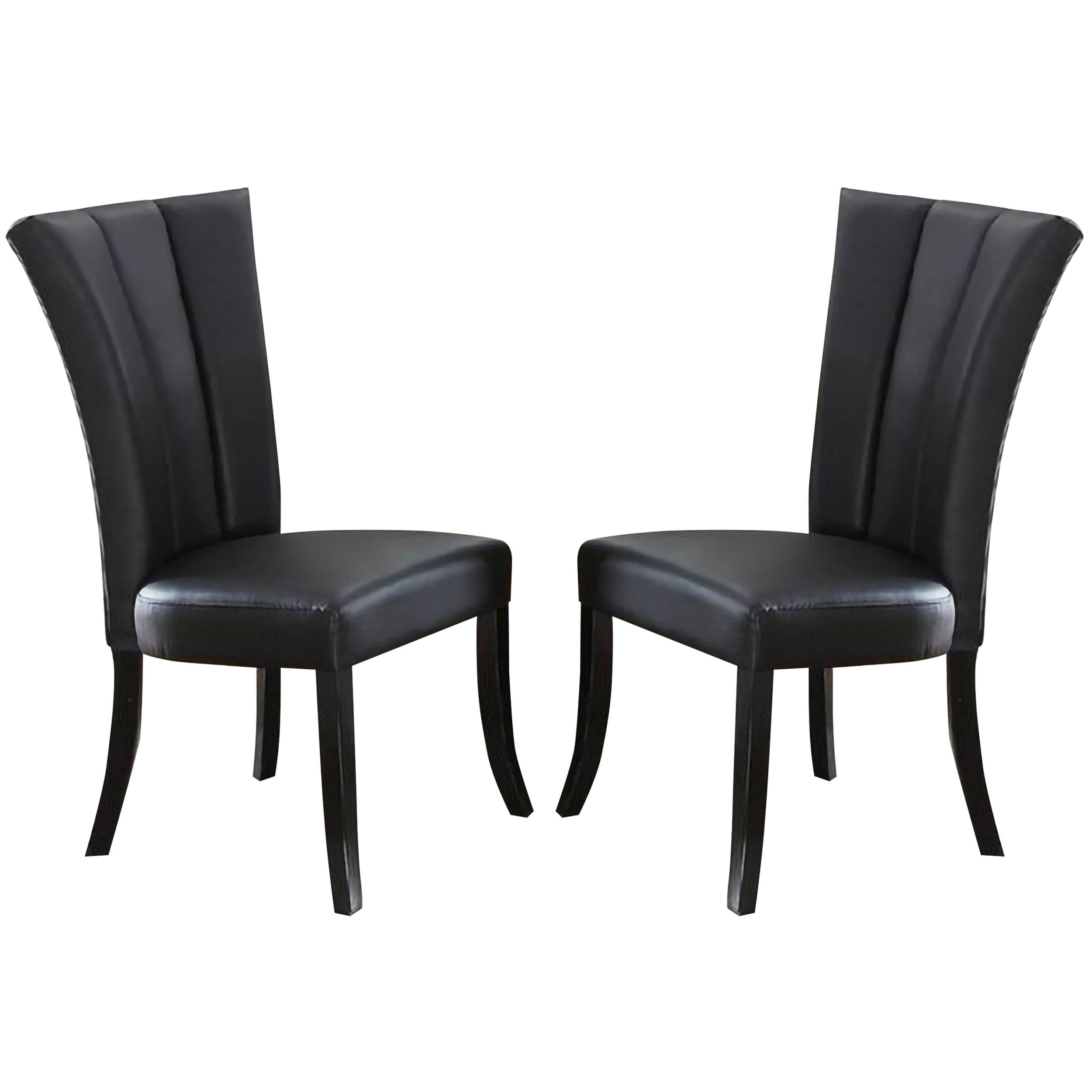 Leather Upholstered Dining Chair In Poplar Wood Set Of 2 Black