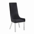 Leatherette Dining Chair With Vertically Stitched Backrest Set Of 2 Black