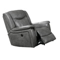 Leatherette Glider Recliner Chair With Stitched Details Gray