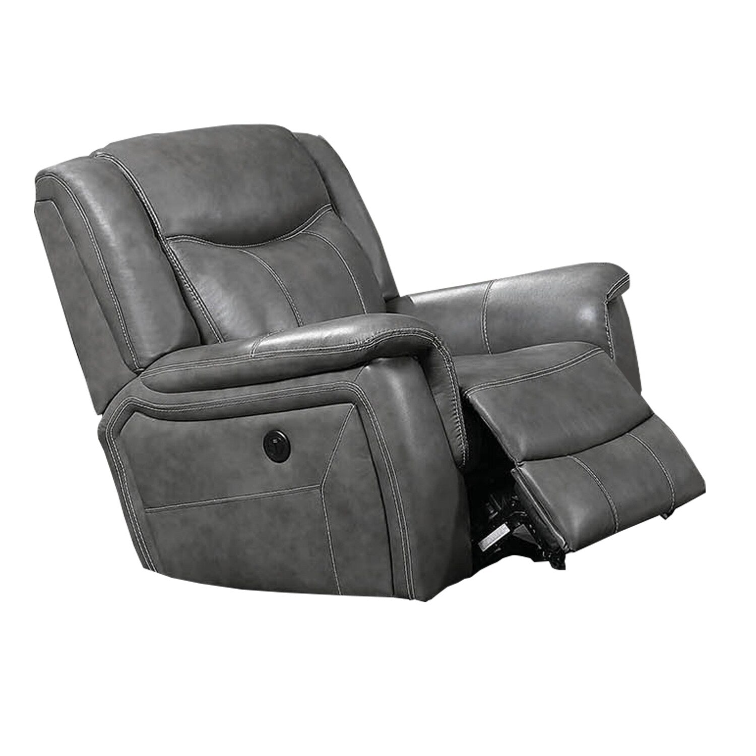 Leatherette Glider Recliner Chair With Stitched Details Gray
