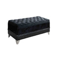 Leatherette Storage Bench With Nailhead Trims And Button Tufted Seat Black