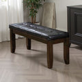 Leatherette Upholstered Tufted Wooden Bench With Chamfered Legs Brown