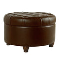 Leatherette Upholstered Wooden Ottoman With Tufted Lift Off Lid Storage Brown