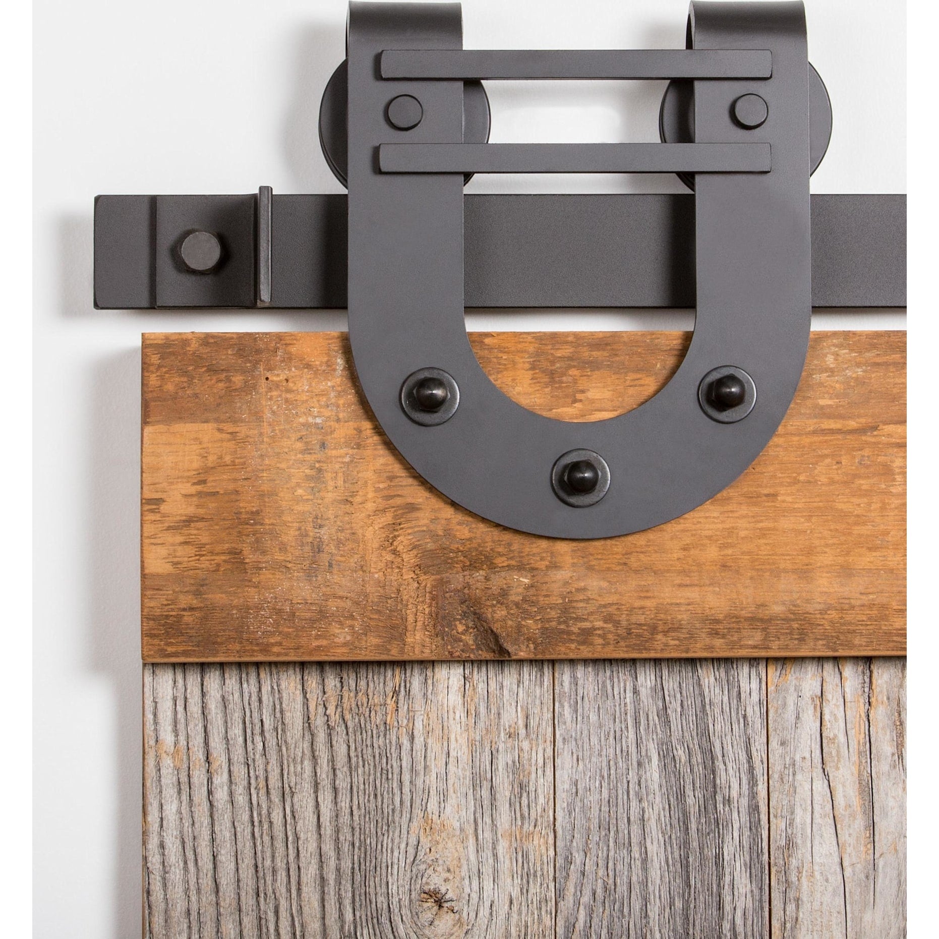 Leatherneck Hardware Fth296K1 142 Premium Series 96 Double Bar Horseshoe Style Sliding Barn Door Track And Fitting Set Black