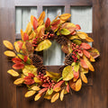 Leaves And Berries Artificial Fall Harvest Twig Wreath 26 Inch Unlit