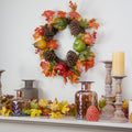 Fall Leaves Pine Cones And Pumpkins Artificial Thanksgiving Wreath 20 Inch