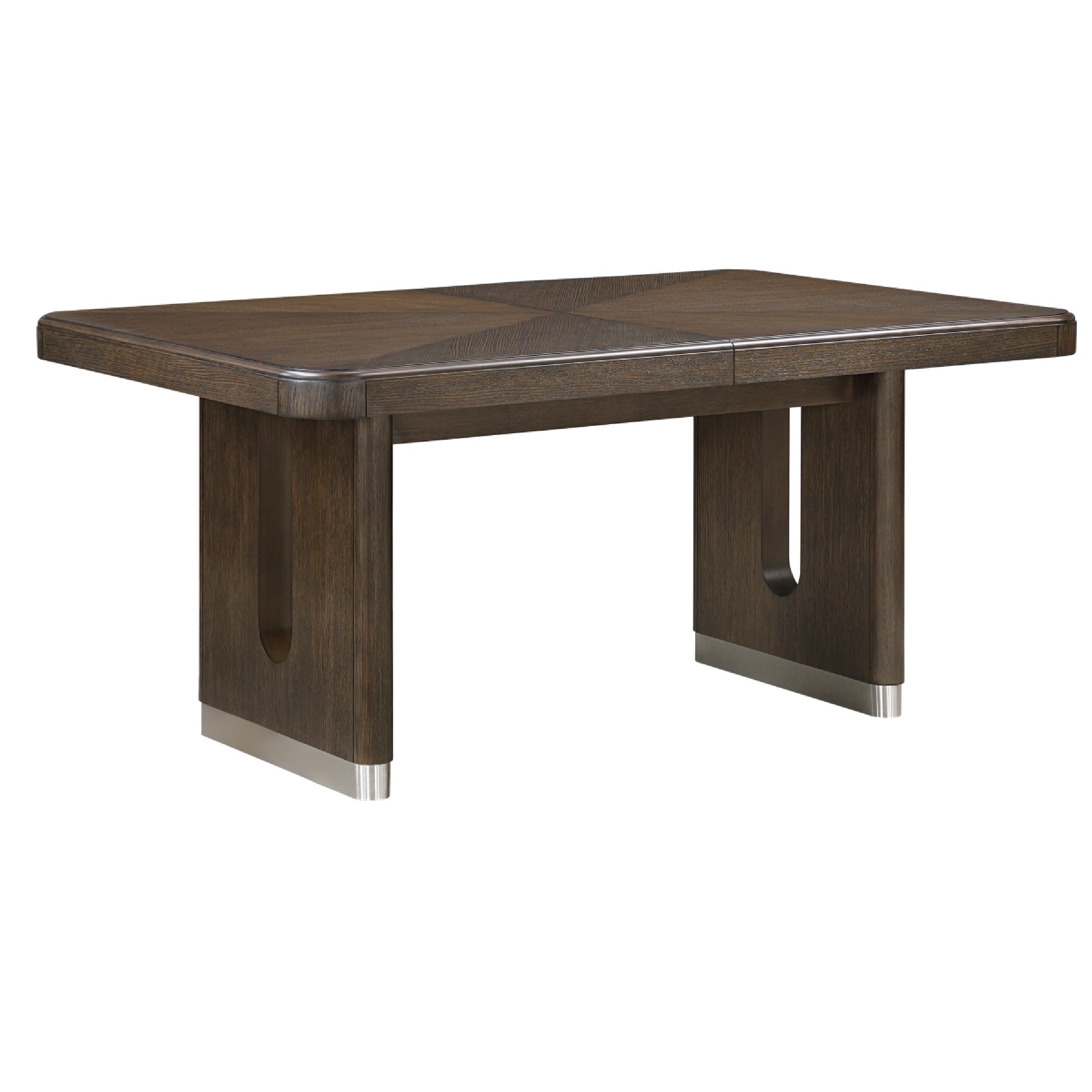 Lecy Dining Table With Leaf 67 85 Inch Extendable Cutout Panel Legs Brown