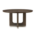 Lecy Dining Table Round Top Curved X Legs With Silver Base Brown 54 Inch