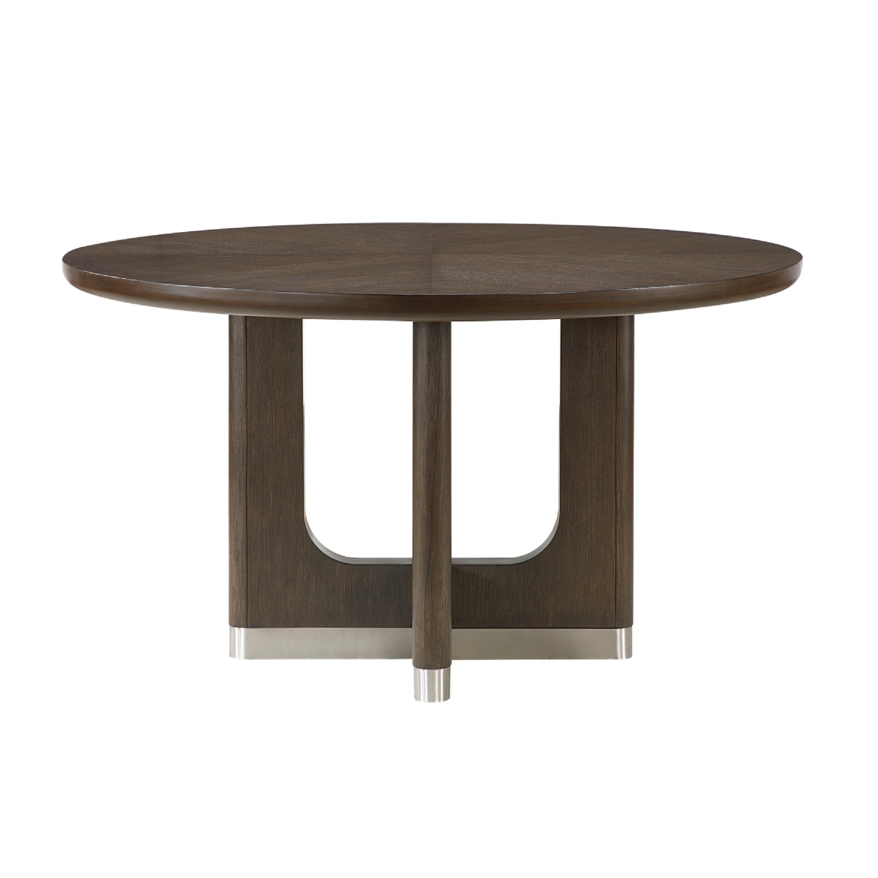 Lecy Dining Table Round Top Curved X Legs With Silver Base Brown 54 Inch