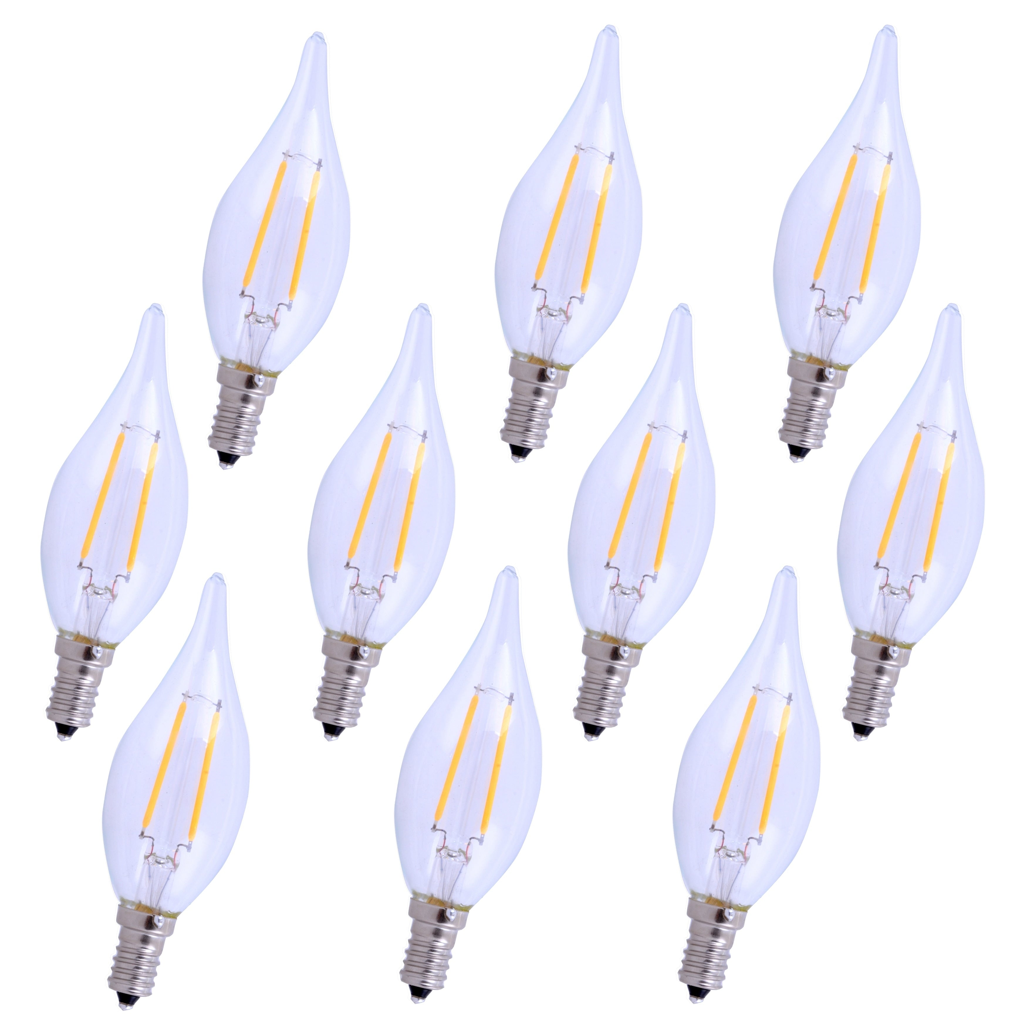 Led E12 Candelabra 2700K 300 Cri80 Es Ul Cul 2.5W 25W Equivalent 15000Hrs Lm165 Dimmable Input Voltage 120V 10 Pack
