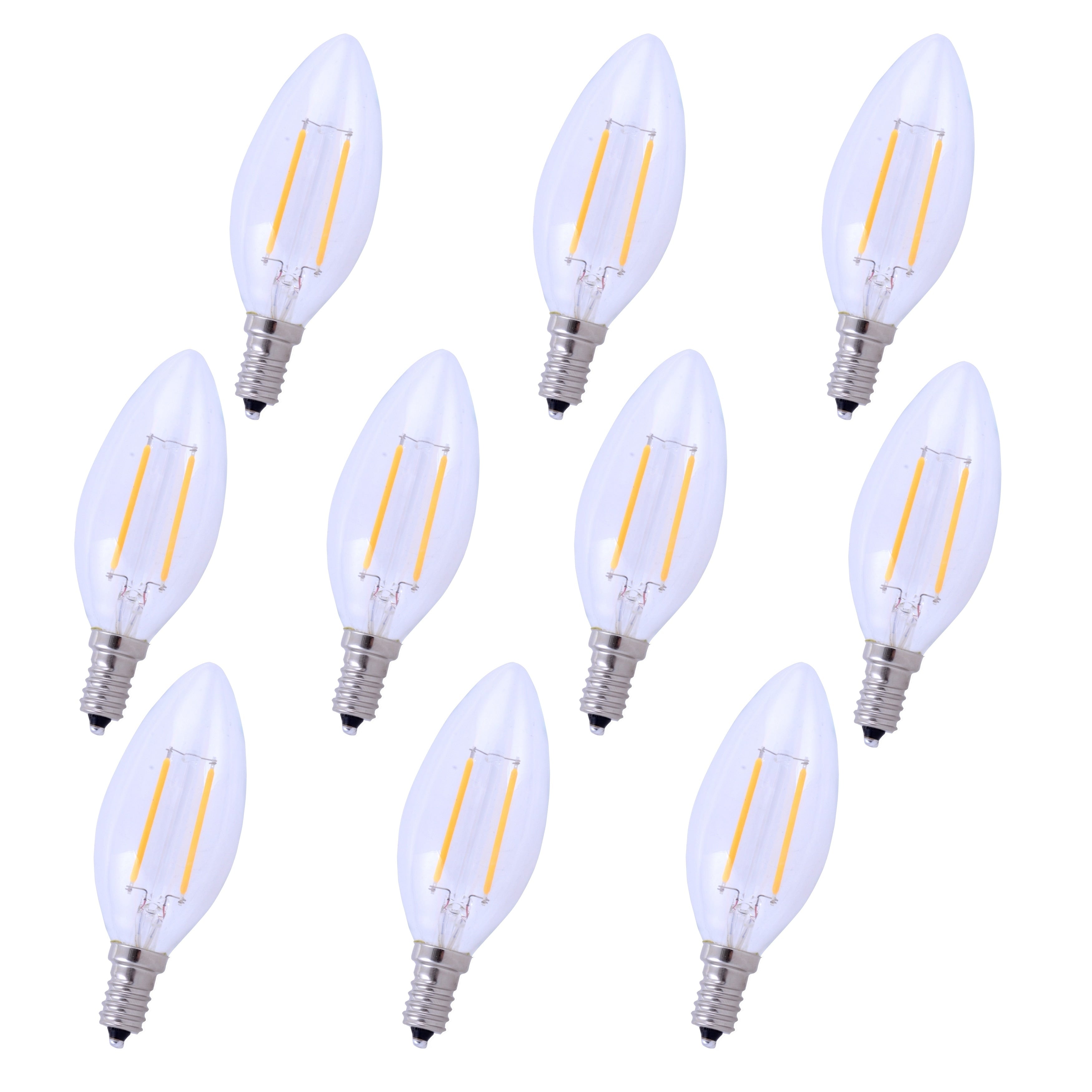Led E12 Candelabra 3000K 300 Cri80 Es Ul Cul 2.5W 25W Equivalent 15000Hrs Lm165 Dimmable Input Voltage 120V 10 Pack