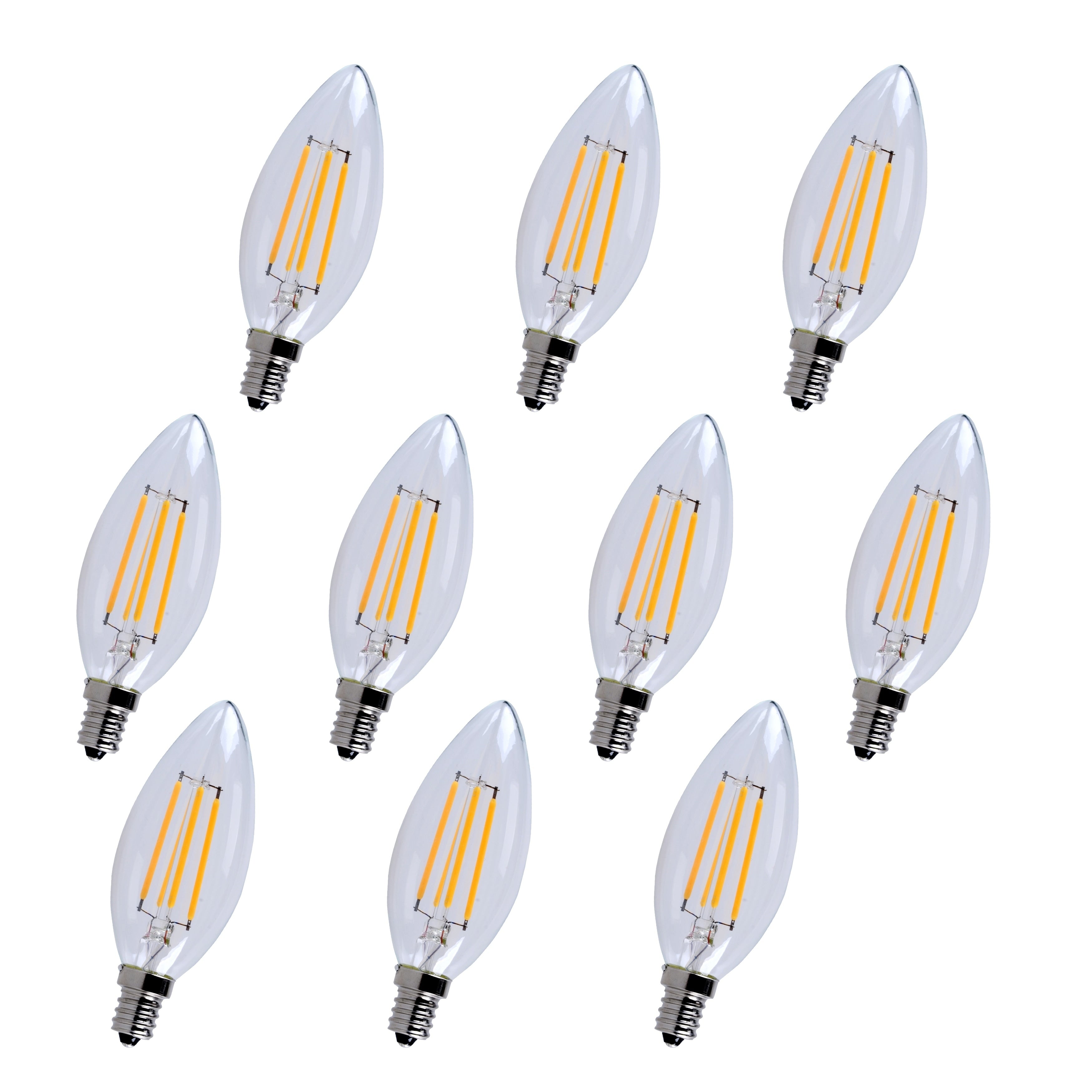 Led E12 Candelabra 3000K 300 Cri80 Es Ul Cul 4W 40W Equivalent 15000Hrs Lm300 Dimmable Input Voltage 120V 10 Pack