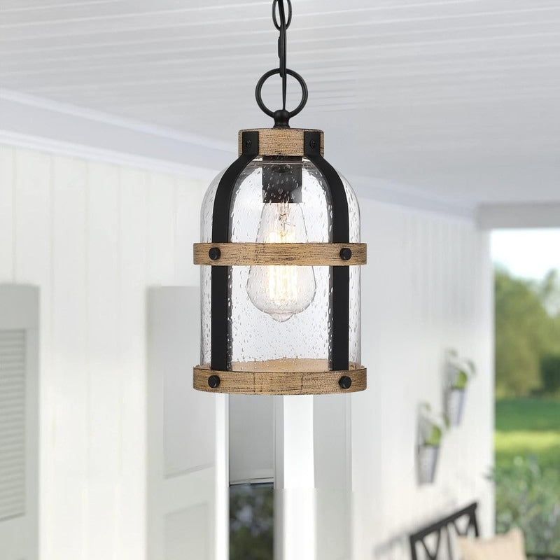 Led Hanging Lights Metal Glass Kitchen Light Black Wood Bubble Glass Light N A