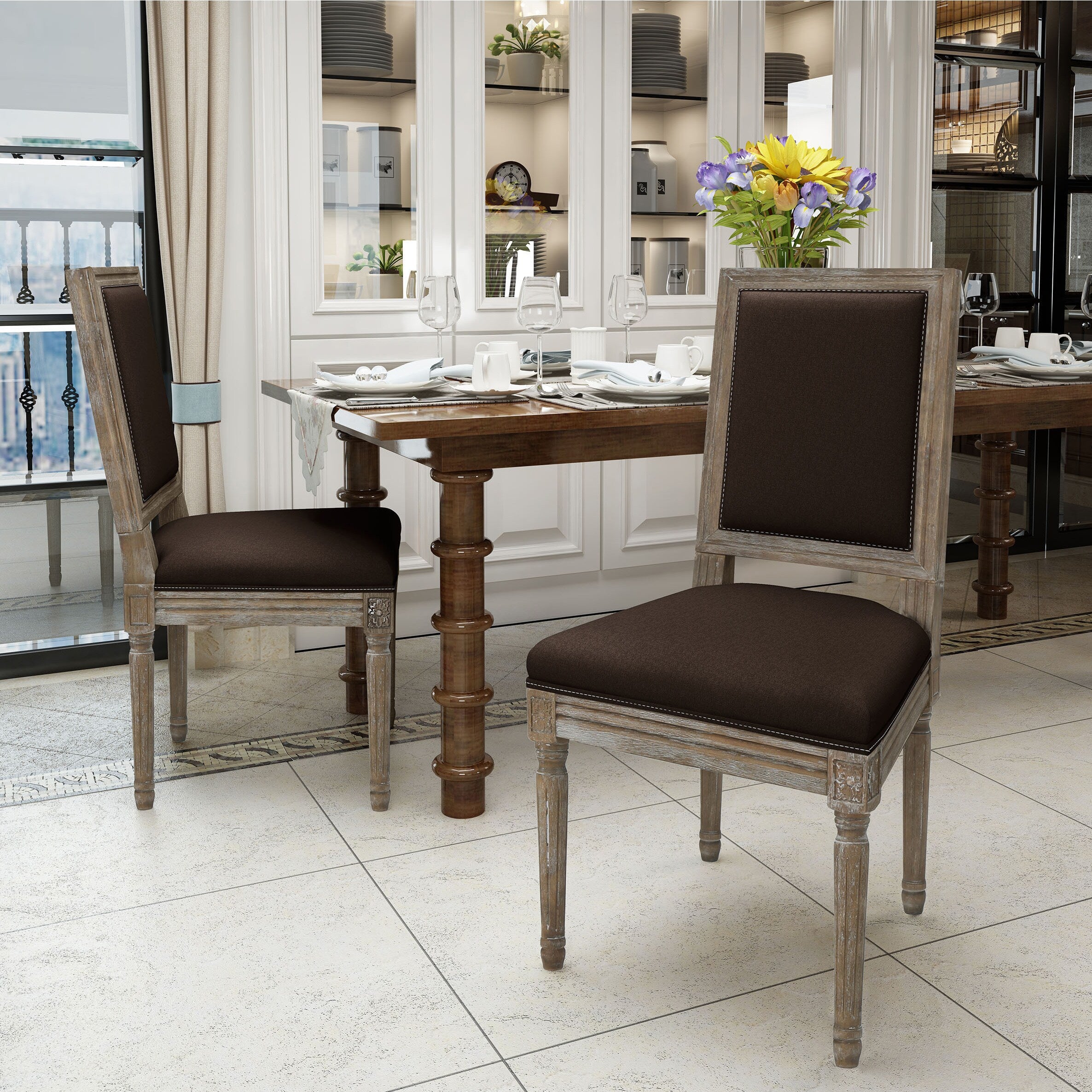 Ledger Traditional Fabric Dining Chair Set Of 2 By Christopher Knight Home
