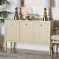 Leeba Sideboard Modern Storage Buffet Console With Fluted Wood And Scalloped Molding For Kitchen Or Dining Room