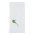 Leek Embroidered Cotton Decorative Napkins Set Of 6 Botanical Motif Detail For Dining And Entertaining 20 X20