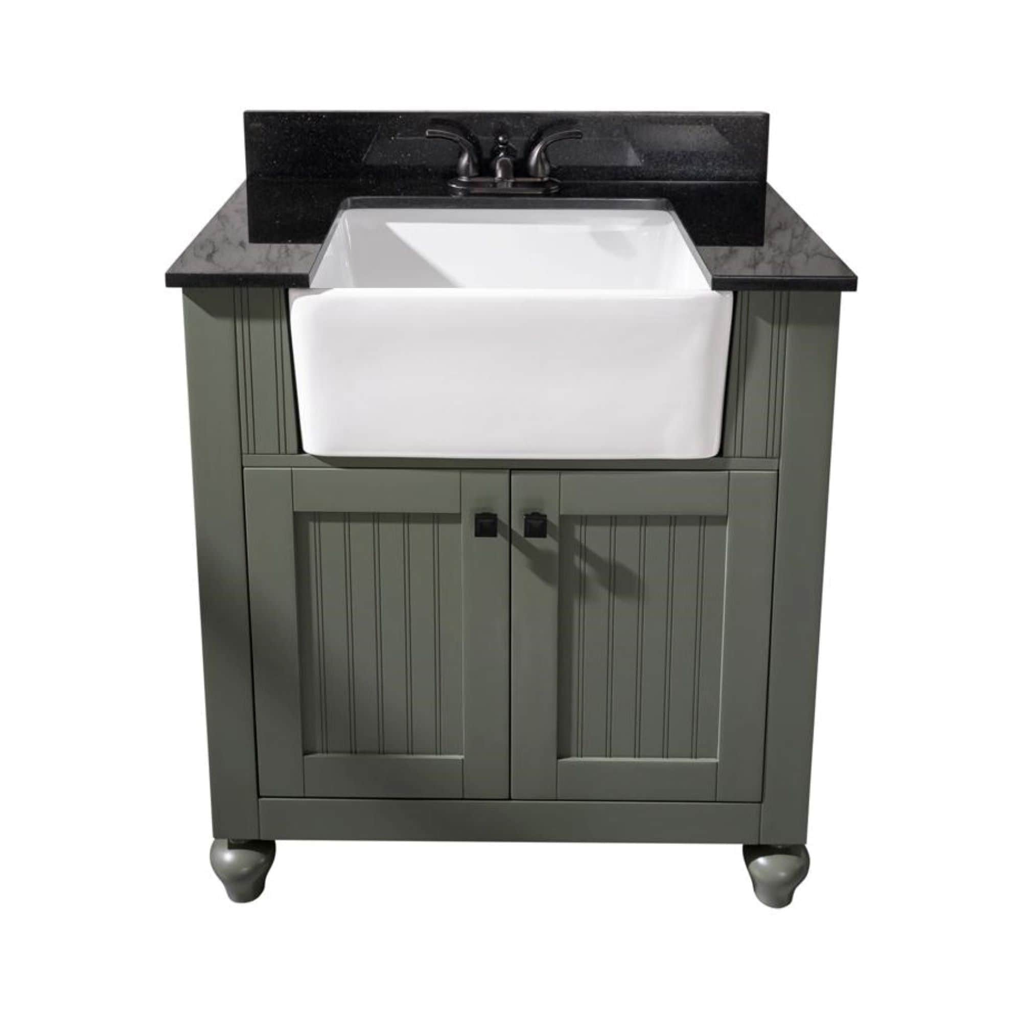 Legion Furniture 30 Inch Bathroom Vanity In Pewter Green With Black Granite Top