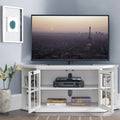 Cottage White 56 Inch Corner Tv Console With Bookcase Display
