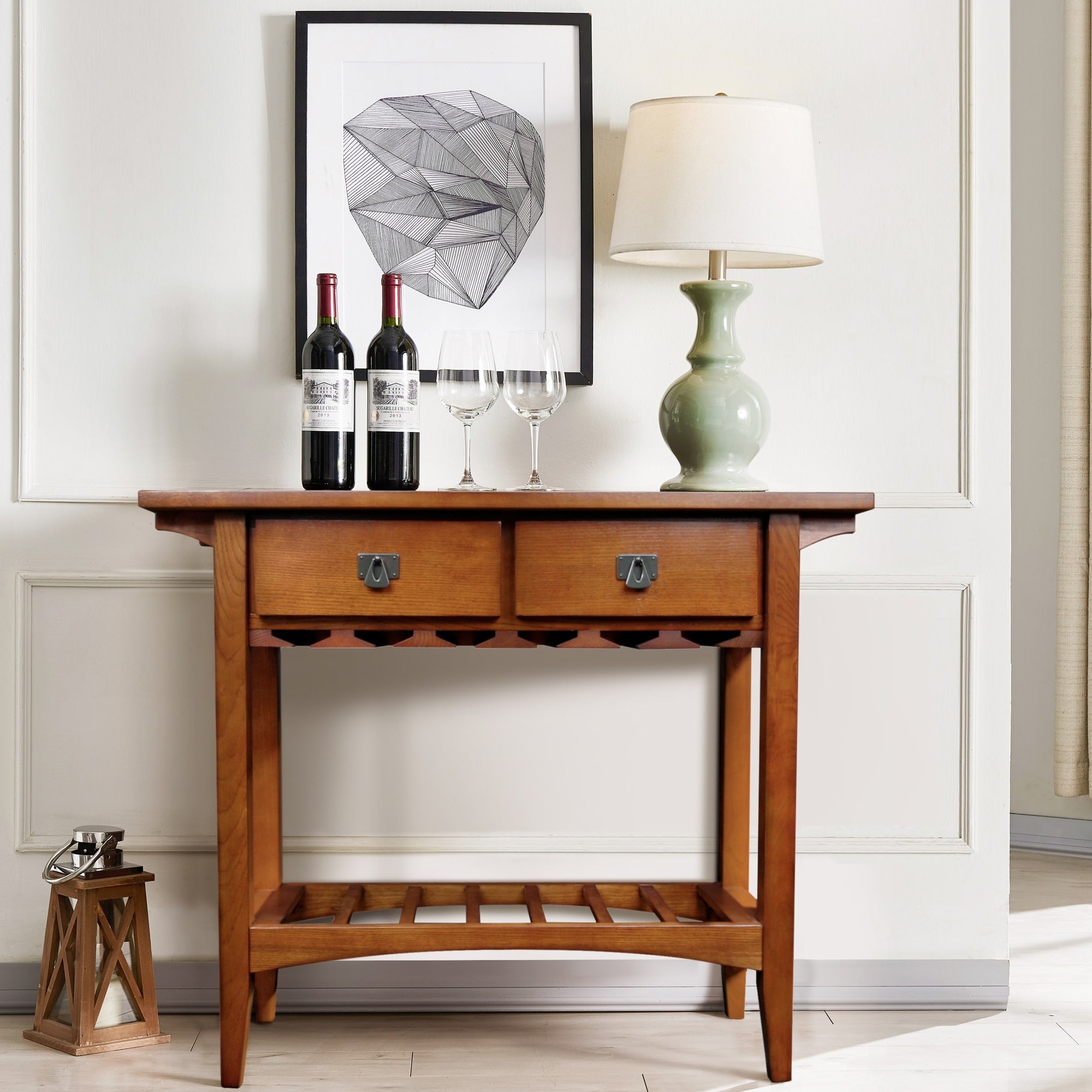 Mission Wood Wine Table Stand