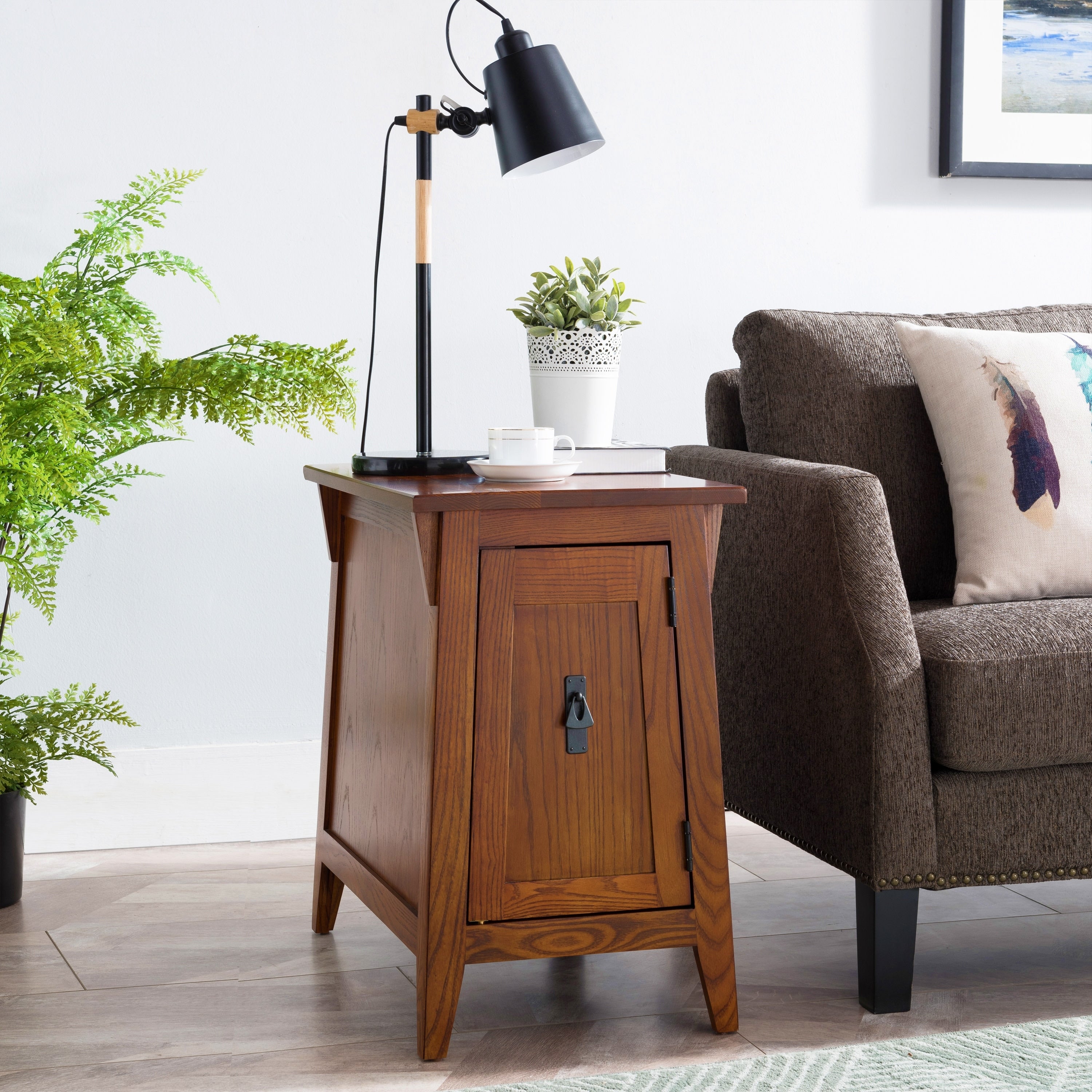 Mission Brown Wood Cabinet End Table
