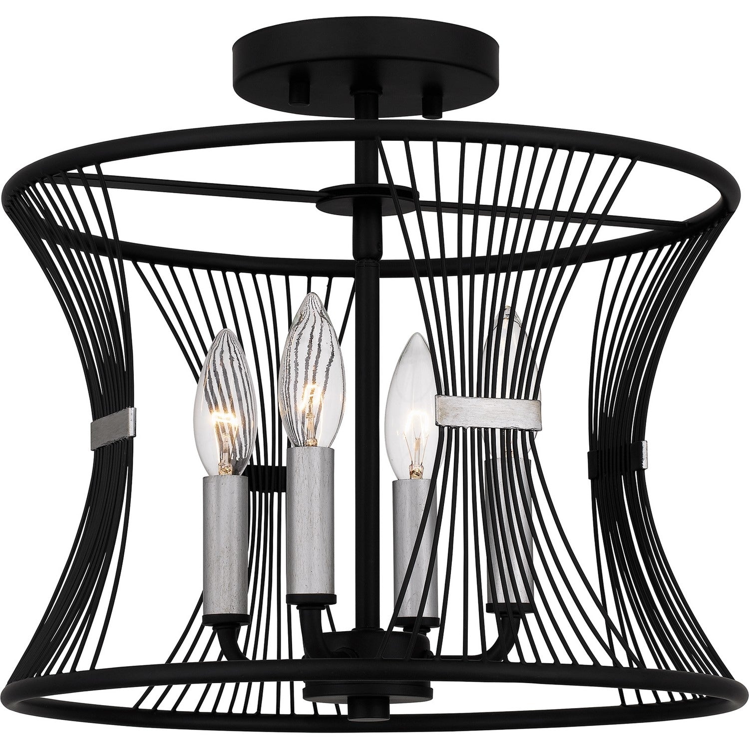 Leiland 4 Light Semi Flush Mount In Matte Black
