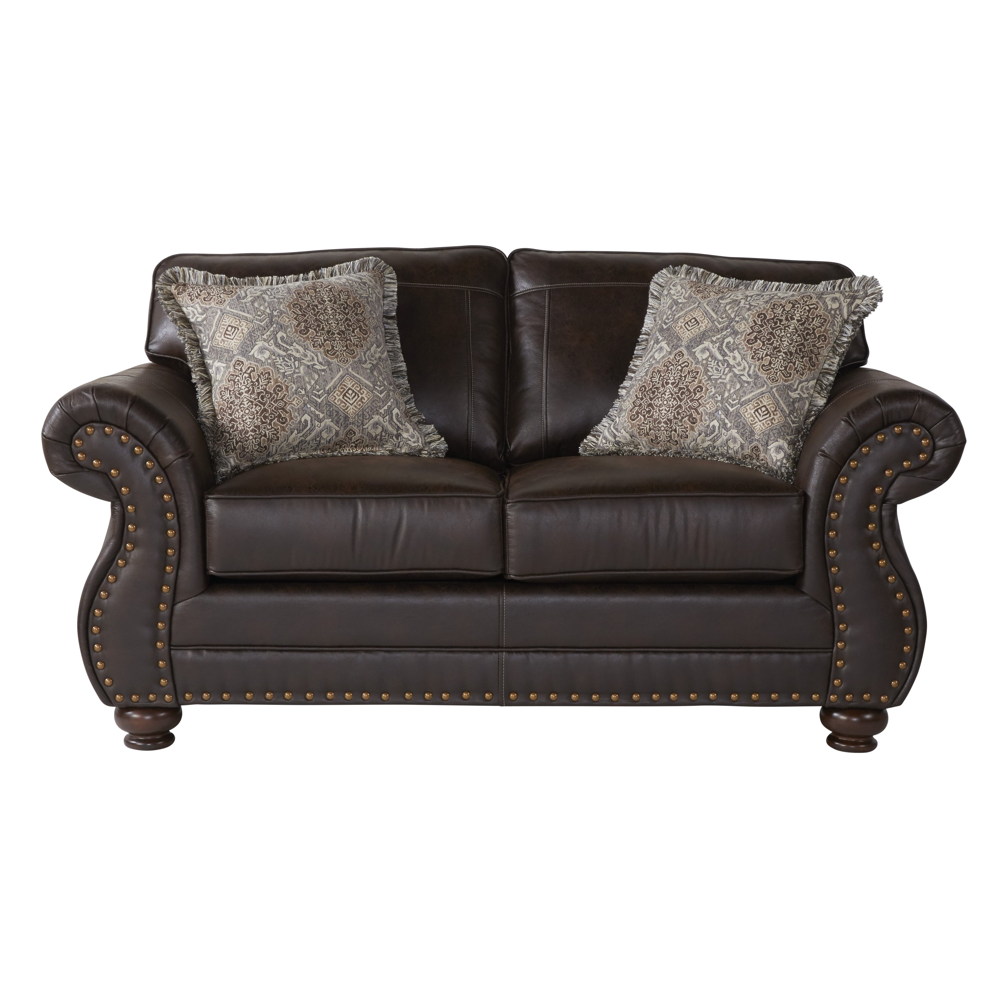 Leinster Faux Leather Upholstered Nailhead Loveseat In Espresso N A